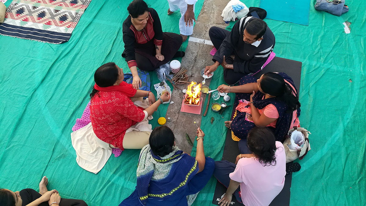 Final Day of Yoga included Yagnas.