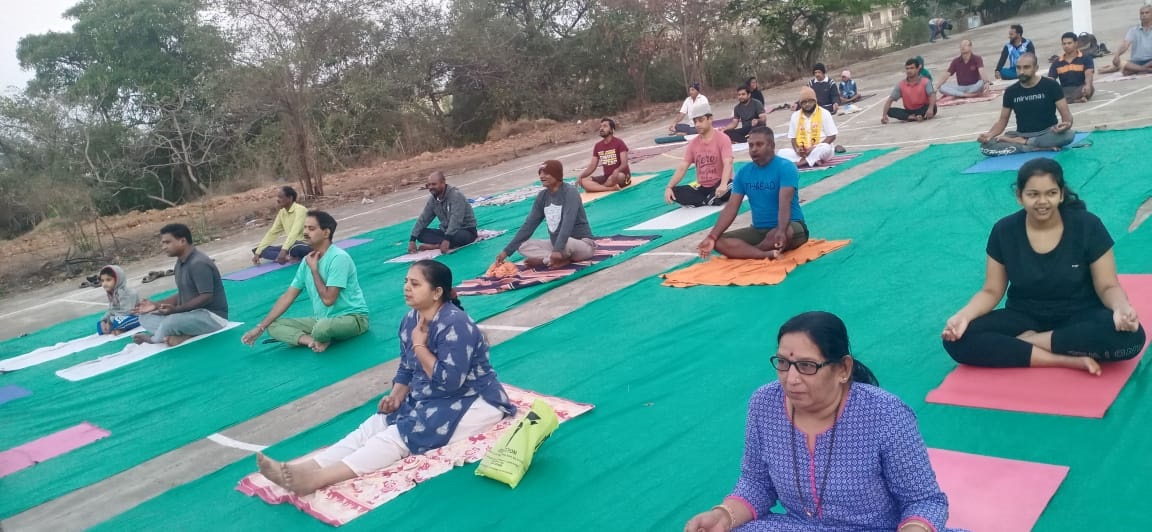 Yoga camp in progress.
